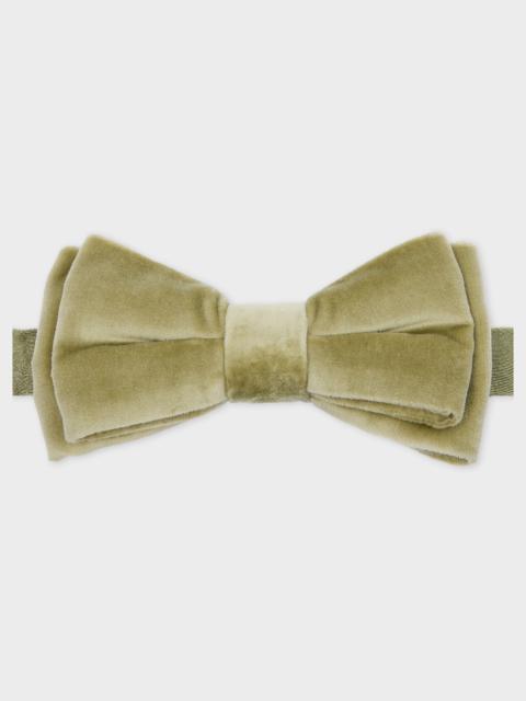 Pistachio Green Velvet Pre-Tied Bow Tie