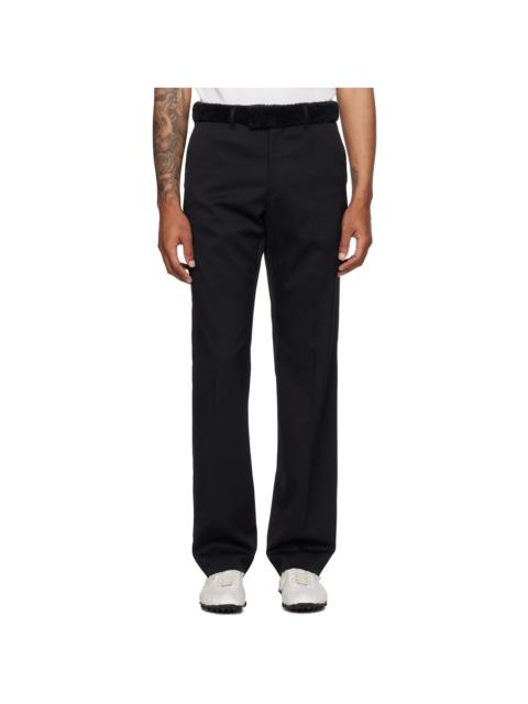 Black Fleece Trim Trousers