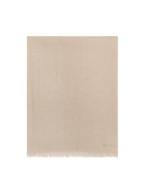 Pink linen, cashmere and silk scarf with micro sequins