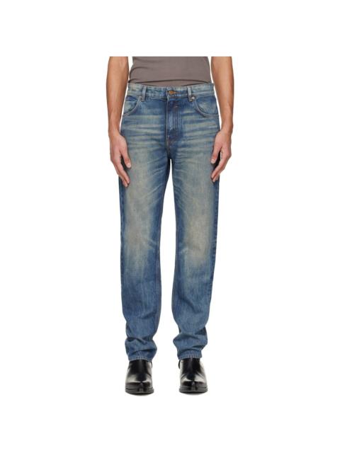 Blue Straight-Cut Jeans