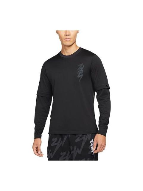 Air Jordan Alphabet Logo Pattern Loose Round Neck Long Sleeves Black DJ5872-010