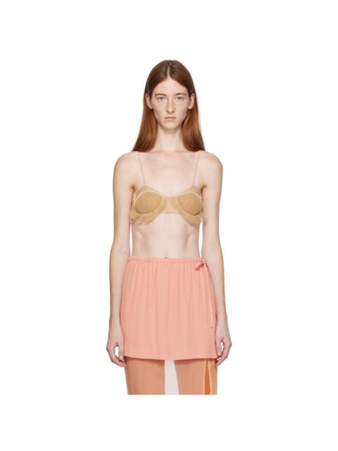 Beige Exploding Flower Bra