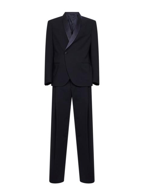 Dark navy wool crepe tuxedo suit