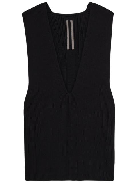 Rick Owens V-neck Ribbed Wool Tank