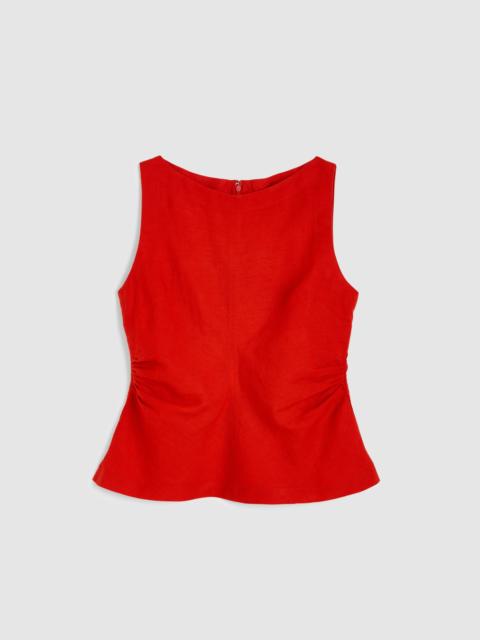 Cinched Boatneck Sleeveless Top in 100% Linen