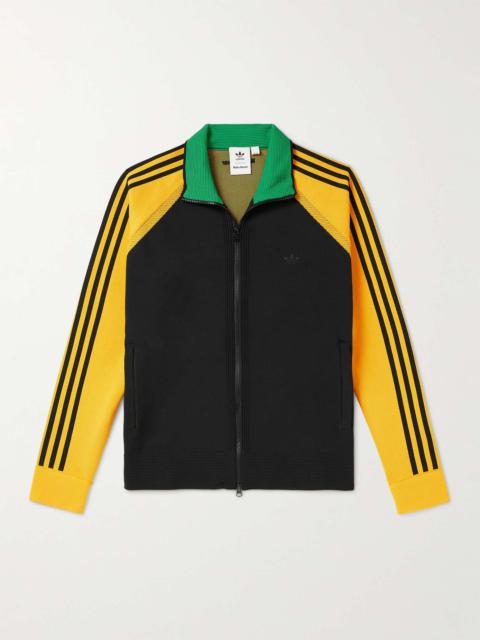 + Wales Bonner Two-Tone Knitted Zip-Up Track Jacket