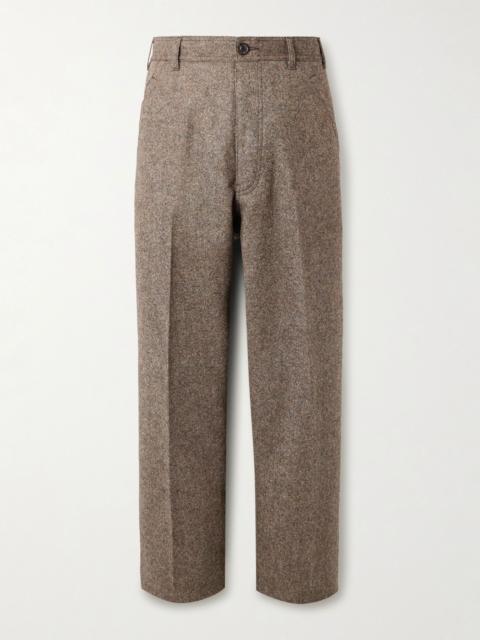 Wide-Leg Wool-Canvas Trousers Brown