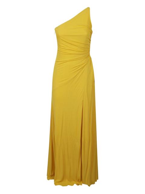 one-shoulder slit midi dress