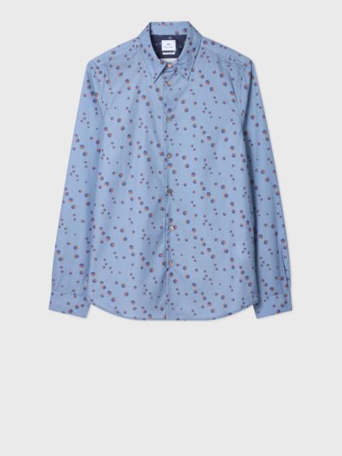 Tailored-Fit Light Blue 'Dice' Print Shirt