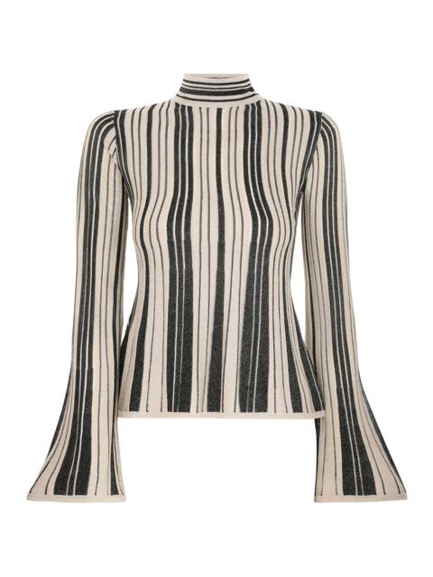 Jacquard-Knit Turtleneck Sweater - Navy blue/patterned