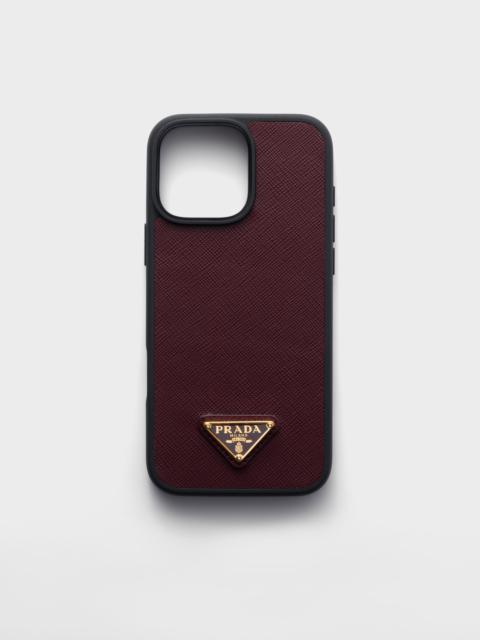 Saffiano leather case for iPhone 16 Pro Max