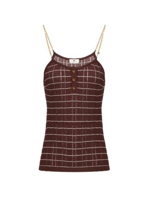 metal chain striped knitted tank top