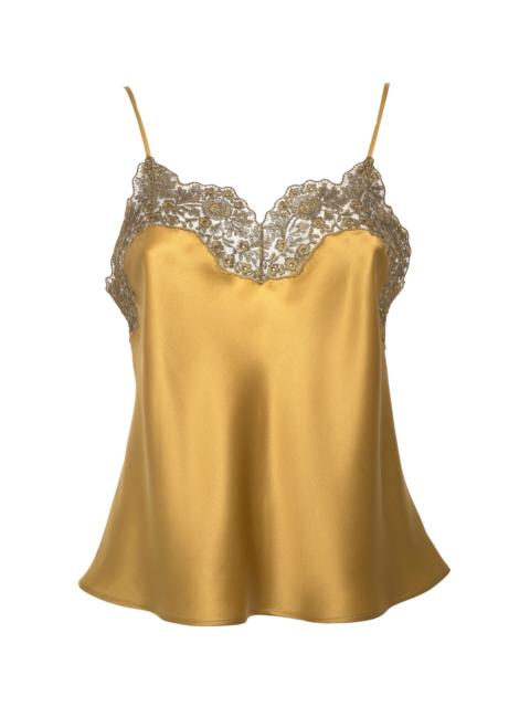 Esmeralda Lace-Trimmed Silk Top gold
