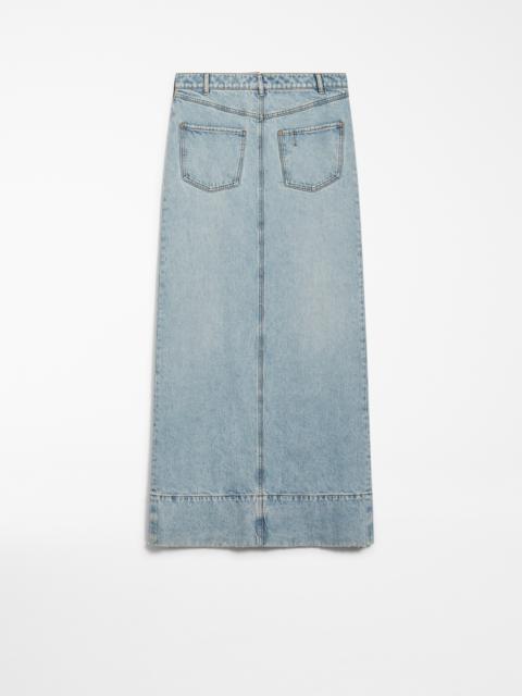 PIAVE Long skirt in worn denim