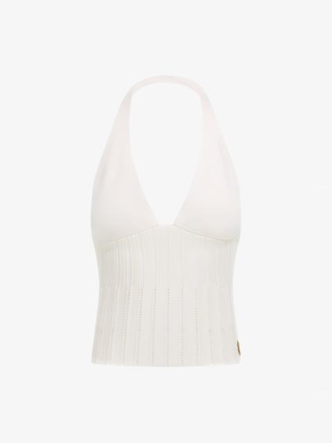White Ribbed Halter Top