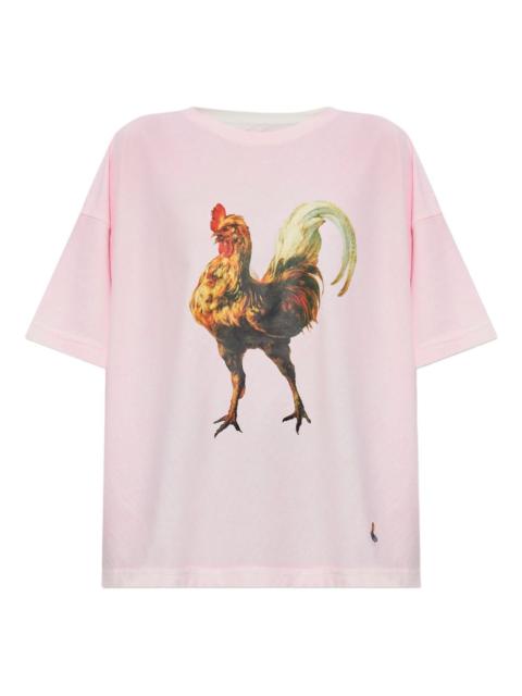 rooster-print T-shirt