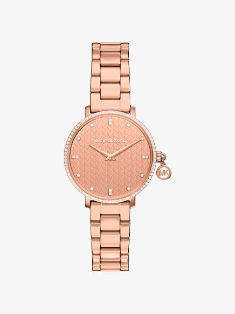 Mini Pyper Pavé Rose Gold-Tone Watch