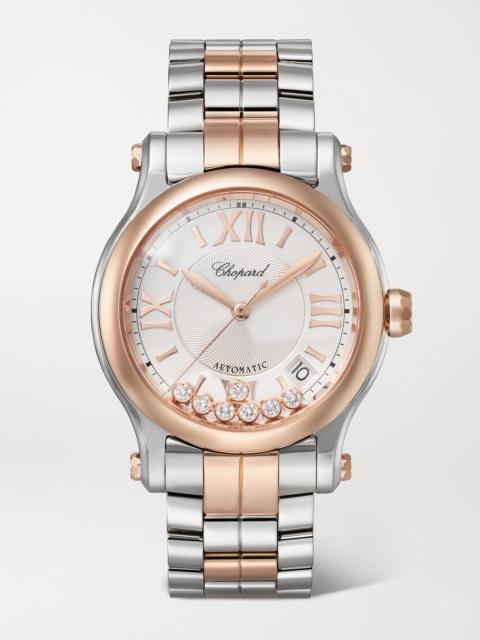 Happy Sport Automatic 36mm 18-karat Rose Gold, Stainless Steel And Diamond Watch