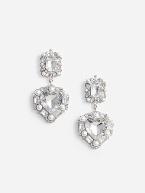 Crystal Pearl Tiered Heart Earrings