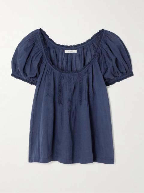 Frederica Lace-trimmed Organic Cotton-voile Blouse