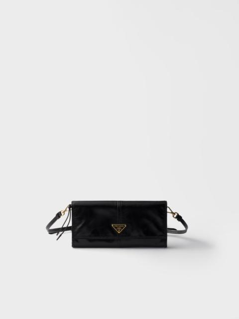 Leather wallet with shoulder strap