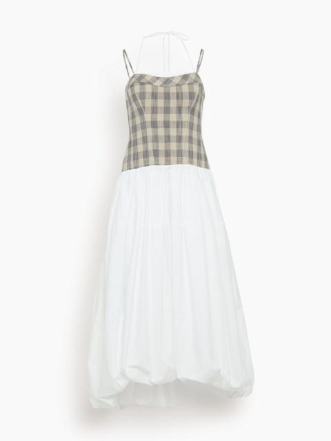 Pfeiffer Sleeveless Bustier Midi Dress in Midnight Gingham