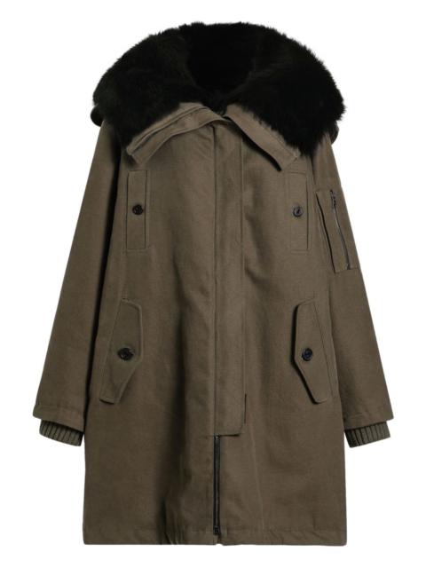fur-trimmed hooded coat