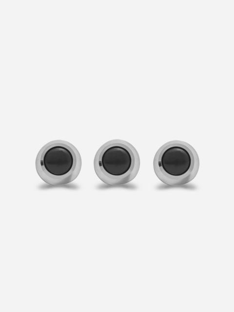 White gold tuxedo buttons with black jades