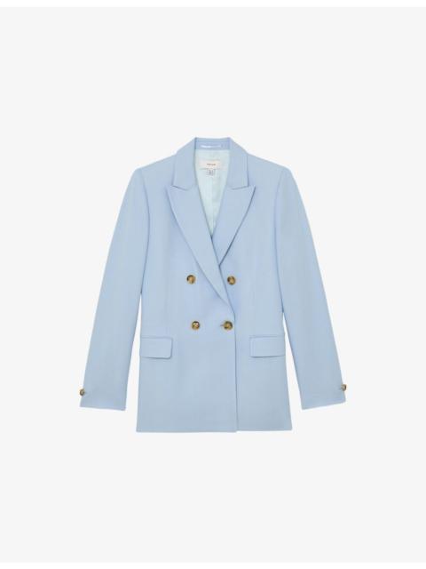 Magda Peak-Lapel Double-Breasted Woven Blazer