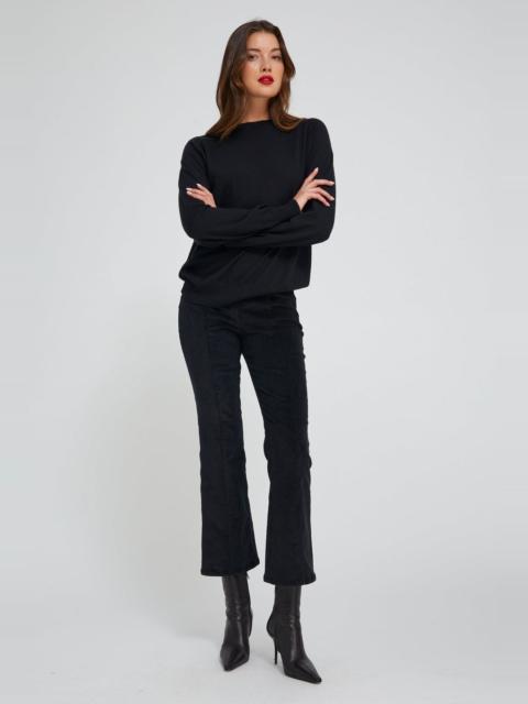 BLACK CORDUROY ANKLE FLARE WITH PRINCESS SEAMS