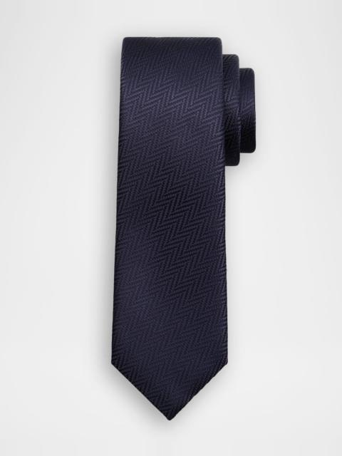 Men & apos;s Zig-Zag Woven Jacquard Silk Tie