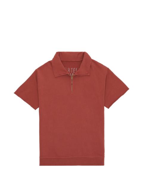 zip-fastening short-sleeve polo shirt