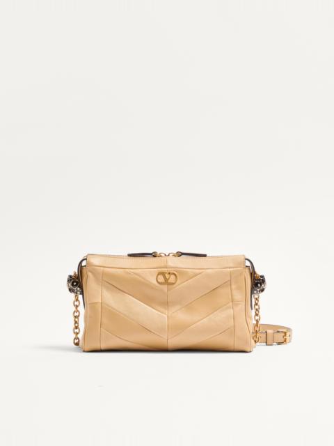 VALENTINO GARAVANI PANTHEA SMALL SHOULDER BAG IN NAPPA LEATHER WITH A CHEVRON PATTERN
