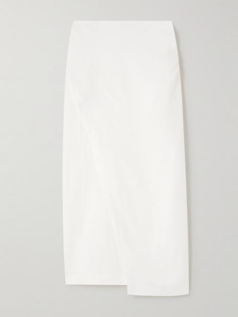 Suis Wrap-effect Linen Midi Skirt