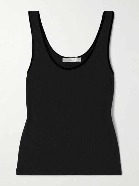 Velvet-trimmed Ribbed Stretch-modal Tank