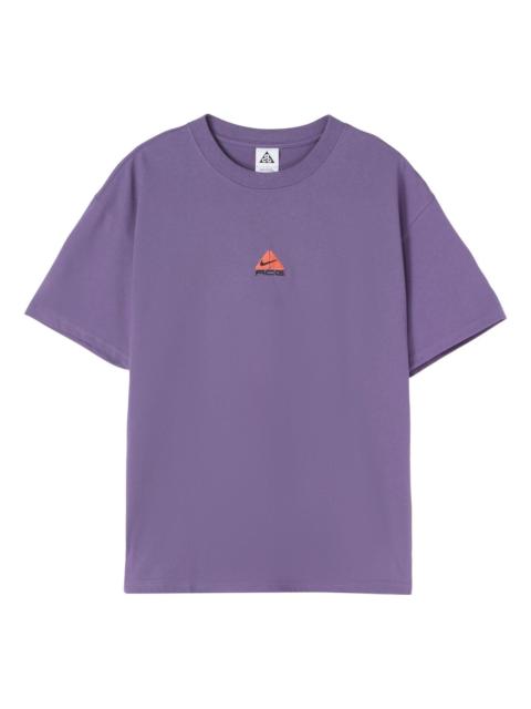 Nike ACG Solid Color Small Logo Round Neck Casual Short Sleeve Purple DQ1816-553