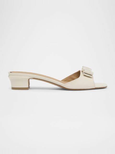 Vanilla Patent Leather Bow Mules