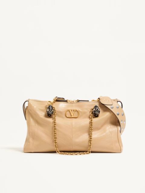 VALENTINO GARAVANI PANTHEA SHOULDER BAG IN NAPPA LEATHER WITH CHEVRON PATTERN