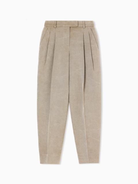 HEMP, VISCOSE AND COTTON CAVALRY DOUBLE-PLEAT TROUSERS