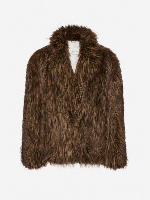 Oversized faux fur jacket in brown