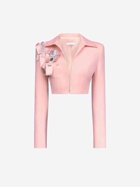 CRYSTAL EMBELLISHED BOW CROPPED JACKET
