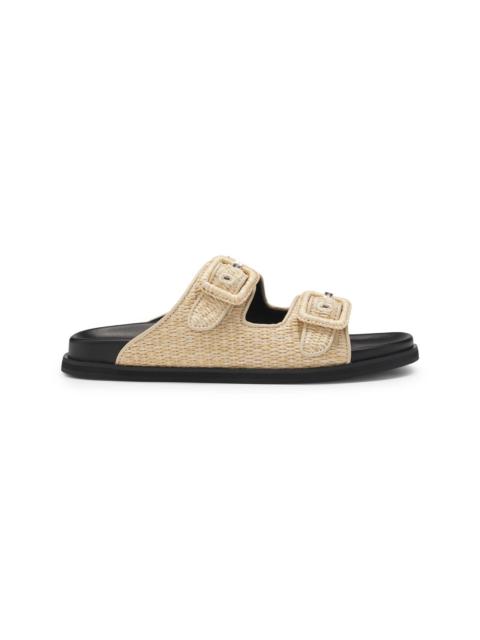 RAFFIA SLIDES WITH BUCKLED STRAPS