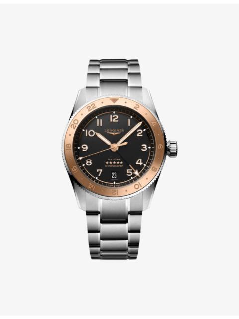 L3.803.5.53.6 Spirit Zulu Time 1925 Stainless-Steel and 18ct Rose Gold Cap 39mm Automatic Watch