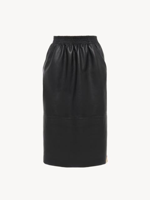 KNEE-LENGTH PENCIL SKIRT IN LEATHER