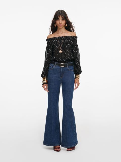 Black And Gold Chiffon Top