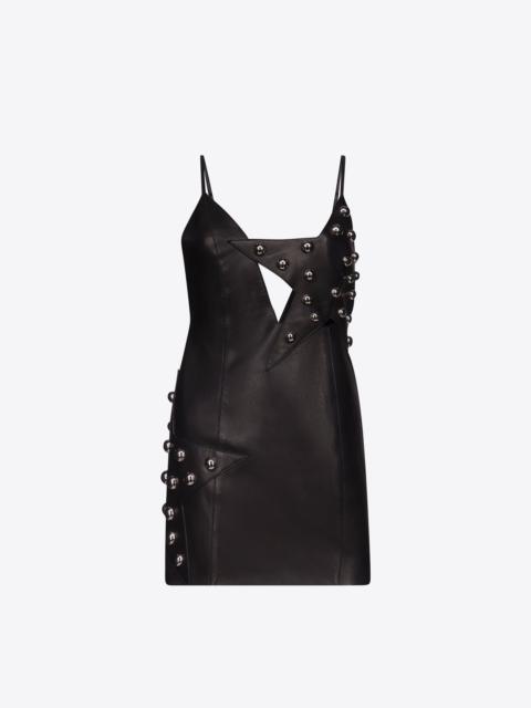 STUDDED POLKA DOT LEATHER DRESS