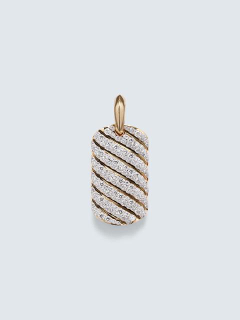 Sculpted Cable 18kt gold pendant with diamonds