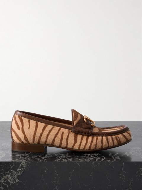 Vlogo Signature 20 Leather-trimmed Zebra-print Calf Hair Loafers