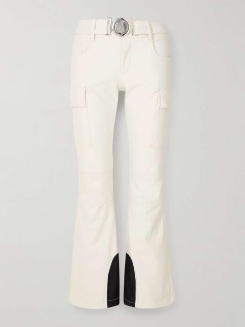 Belted flared ski pants White