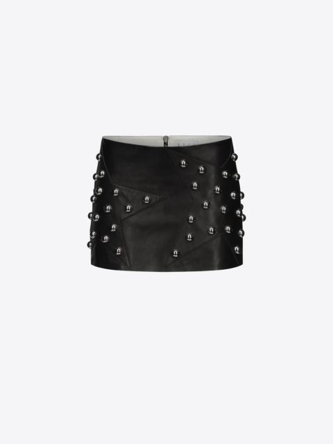 STUDDED POLKA DOT LEATHER SKIRT